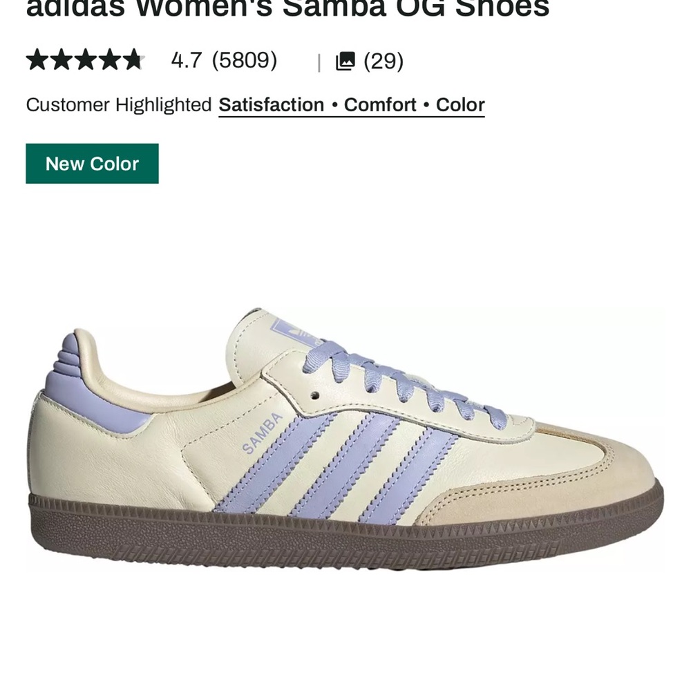 Adidas Women's Samba OG Sneakers - Cream and Lavender